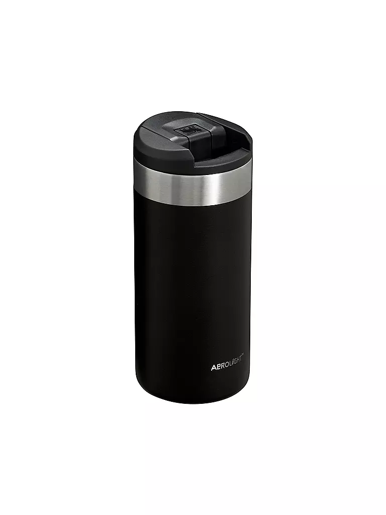 STANLEY | Isoliertrinkbecher AEROLIGHT TRANSIT MUG 0,35l Black 2.0 | koralle