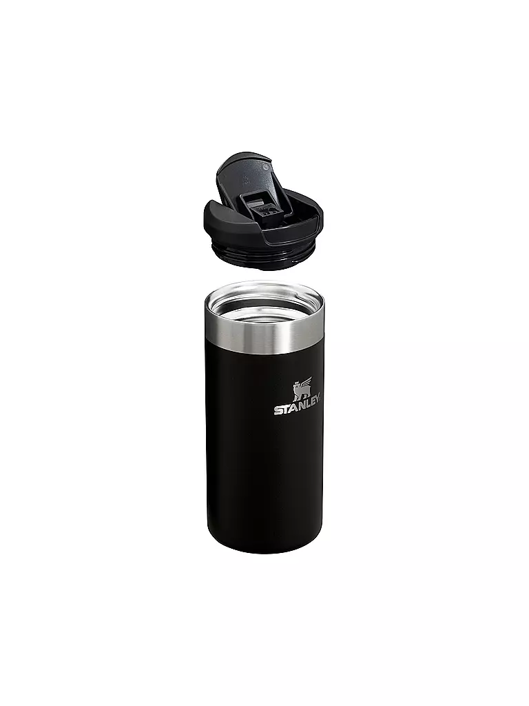 STANLEY | Isoliertrinkbecher AEROLIGHT TRANSIT MUG 0,35l Black 2.0 | koralle