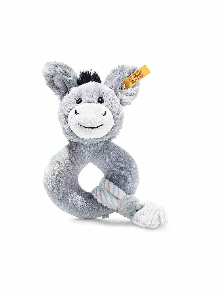 STEIFF | Dinkie Esel Greifling mit Rassel 14cm Graublau | grau