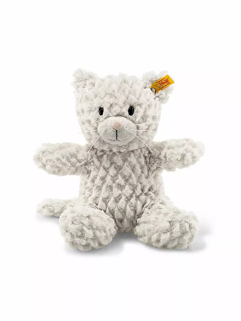 STEIFF | Soft Cuddly Friends - Whiskers Katze hellgrau 28cm | transparent