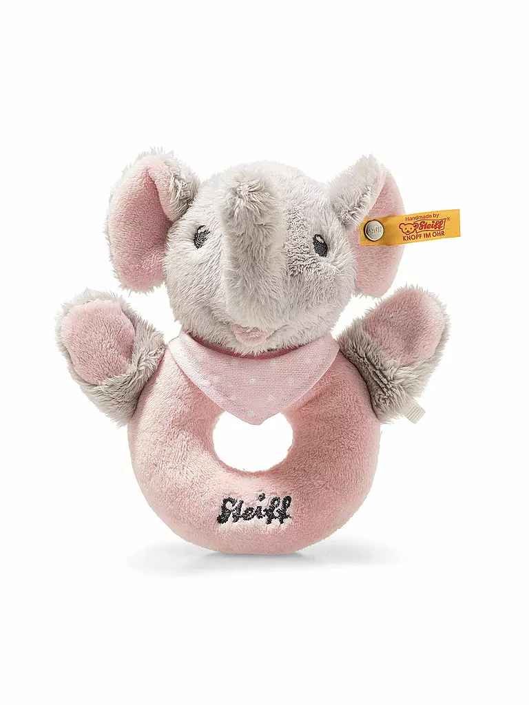 STEIFF | Trampili Elefant Greifring mit Rassel 13cm  | rosa