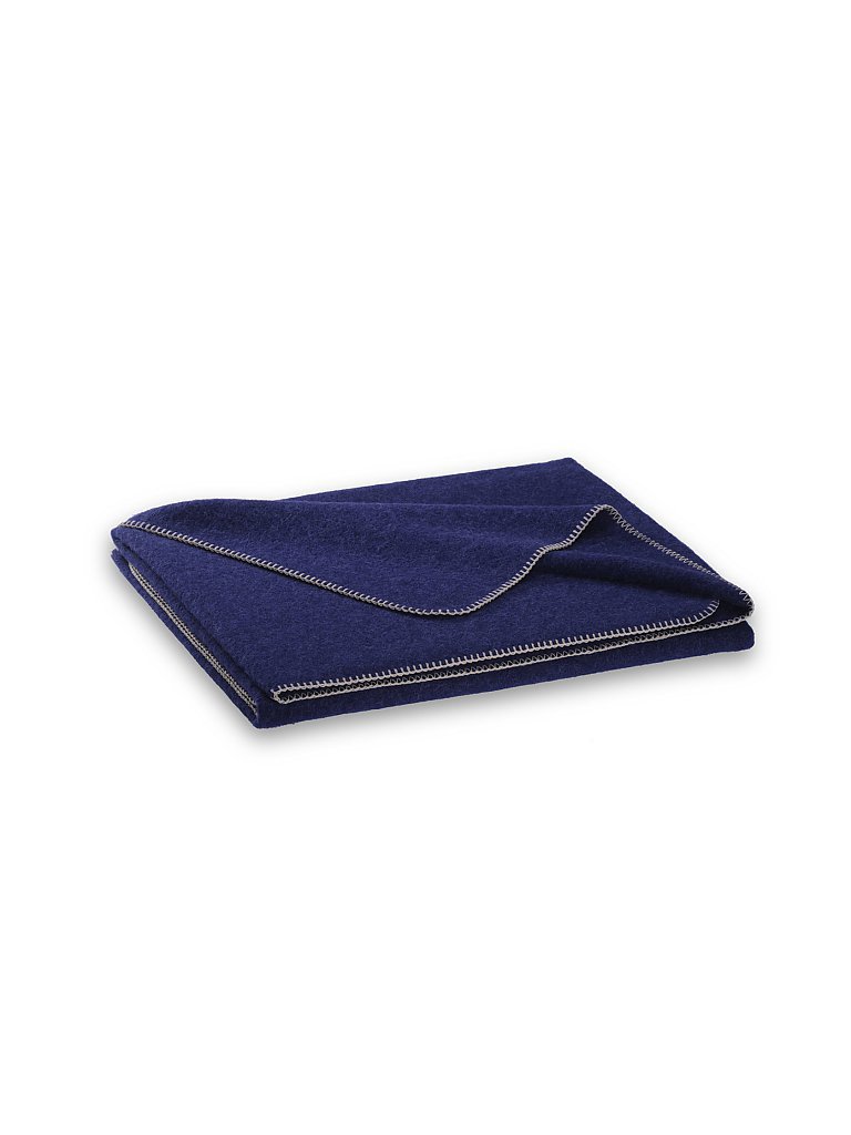 STEINER 1888 Couverture en laine Alina 150x190cm myrtille bleu marine