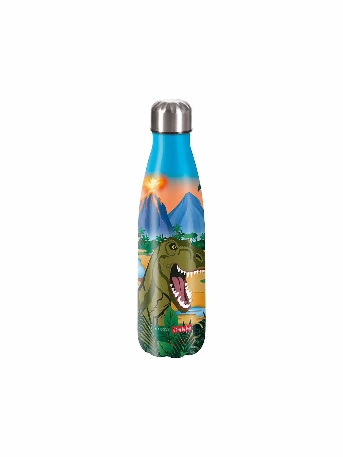STEP BY STEP | Edelstahl Trinkflasche - Dino Torex | dunkelgrün