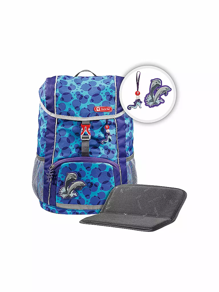 STEP BY STEP | KID Rucksack-Set 3-tlg. "Happy Dolphins" | blau