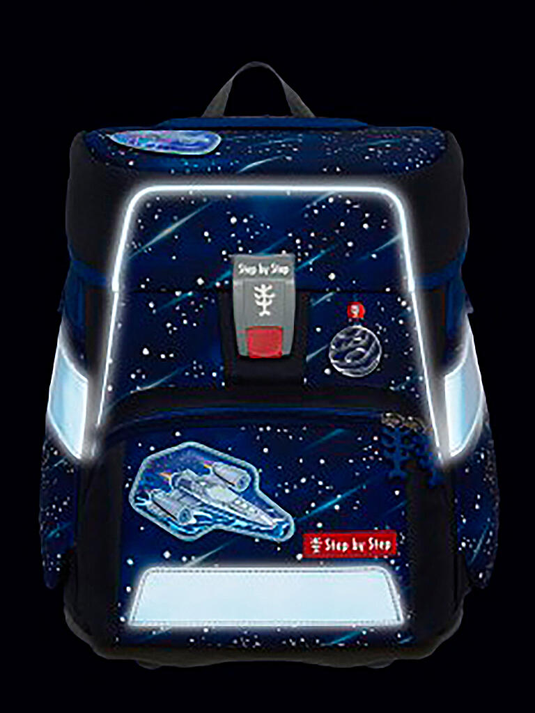 STEP BY STEP Schulranzen Set SPACE REFLECT Star Shuttle Elio dunkelblau