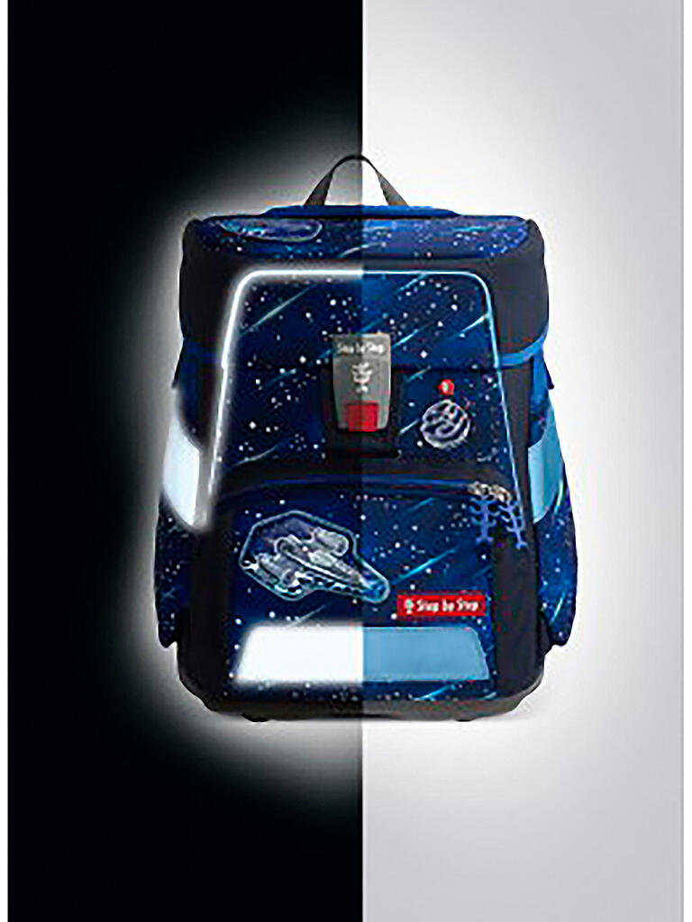 STEP BY STEP Schulranzen Set SPACE REFLECT Star Shuttle Elio dunkelblau