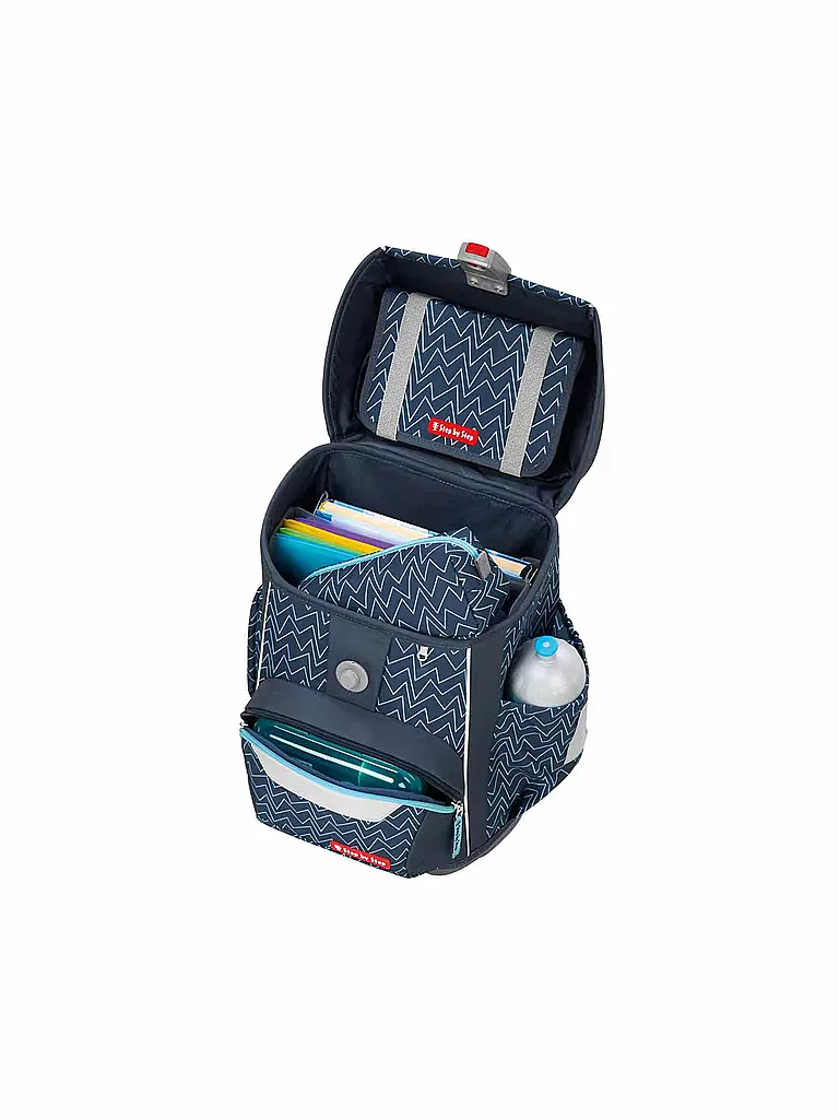 STEP BY STEP | Schultaschen Set 4tlg BASIS Blue Lines | grau