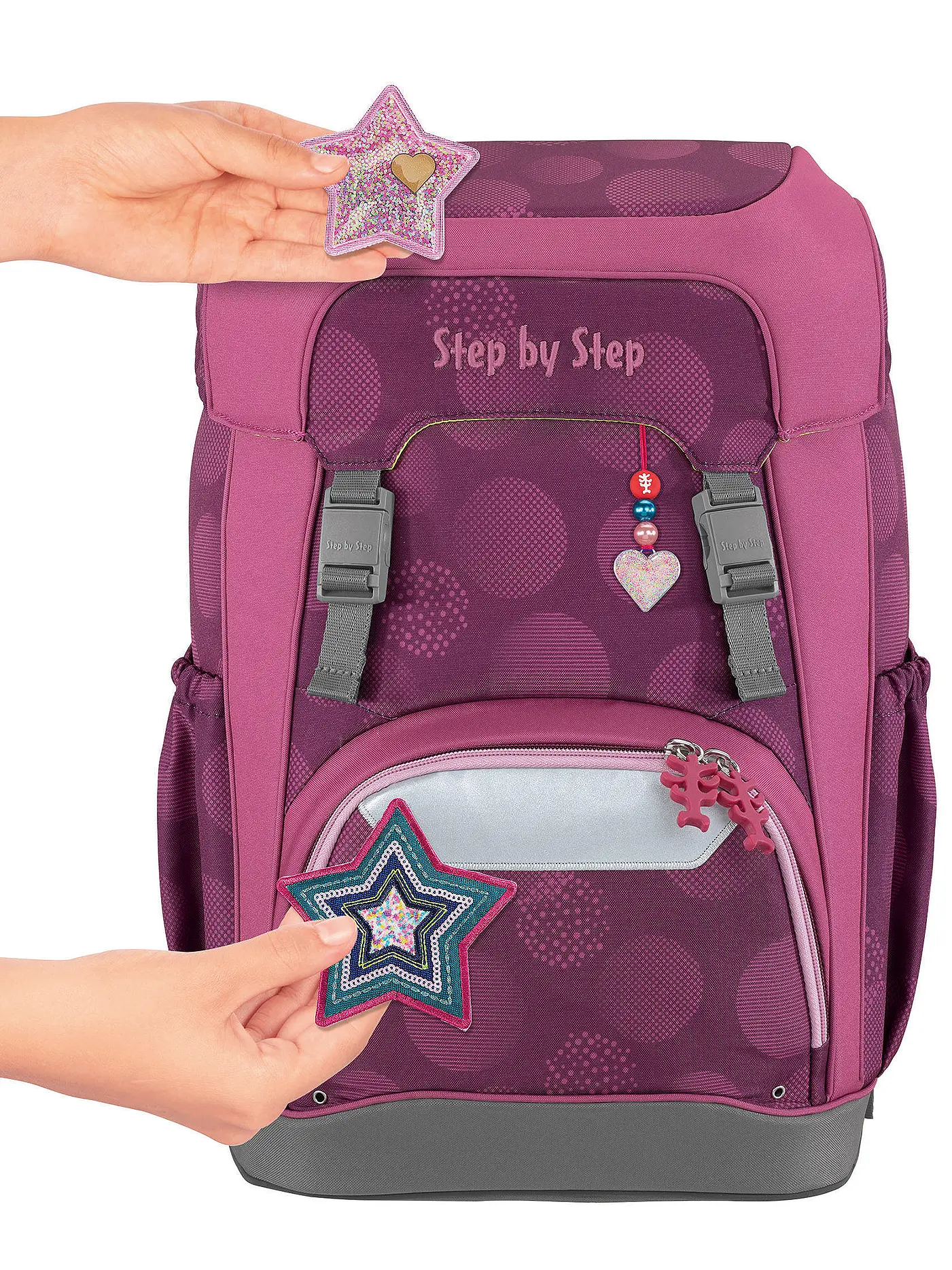 STEP BY STEP | Schultaschen Set 5tlg Giant Glamour Star | beere