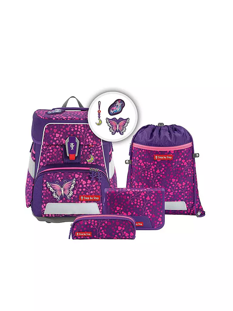 STEP BY STEP | Schultaschen Set 5tlg SPACE Shine Butterfly Night Ina  | beere