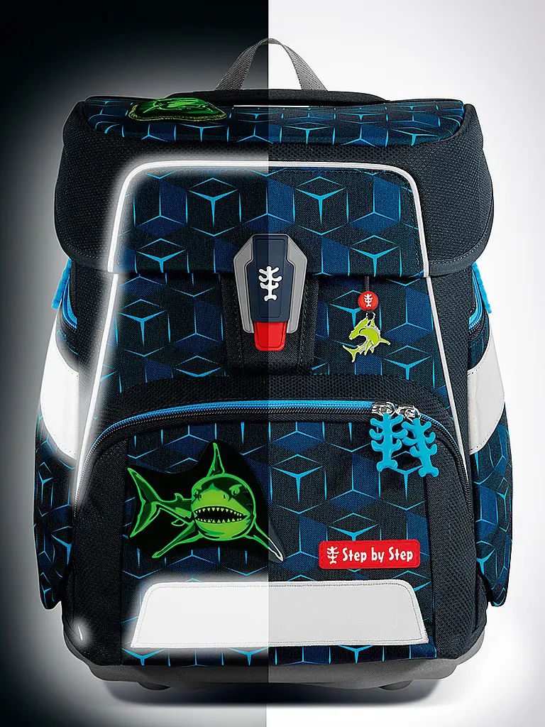 STEP BY STEP | Schultaschen Set 5tlg SPACE Shine Shark Dexte | Schwarz