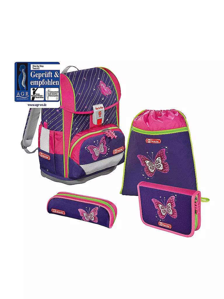 STEP BY STEP | Schultaschen-Set "Light 2" 4-tlg. (Shiny Butterfly) | 