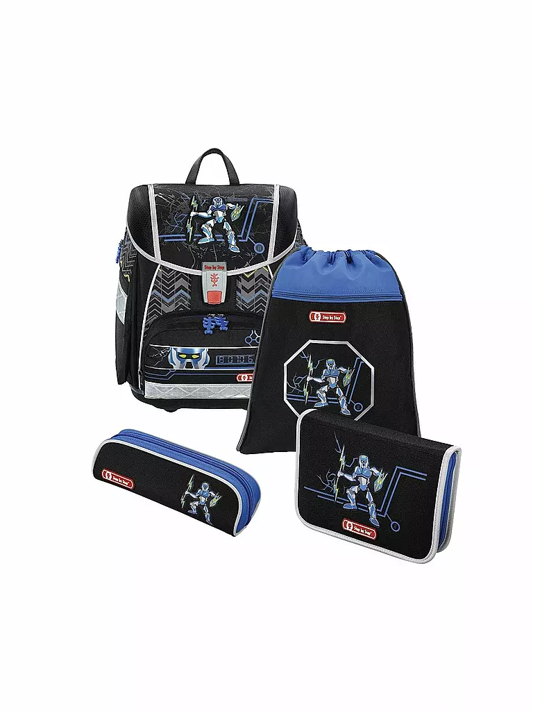 STEP BY STEP | Schultaschen-Set "Touch 2 - Strongly Robot" 4-tlg. | blau