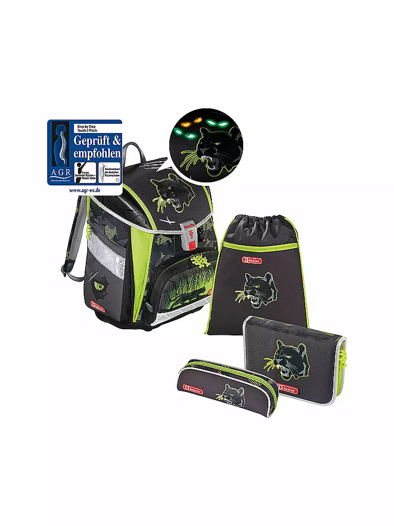 STEP BY STEP | Schultaschen-Set "Touch 2 Flash" 4-tlg. (Wild Cat) | 