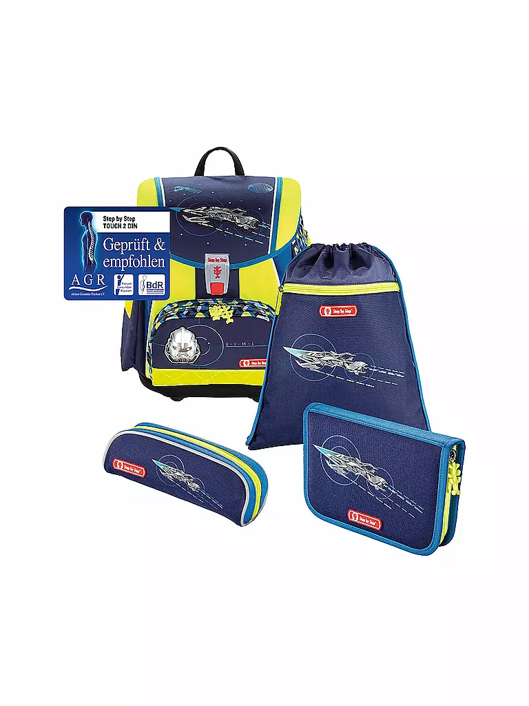 STEP BY STEP | TOUCH 2 DIN Schultaschen-Set 4-tlg. "Space Pirate" | blau