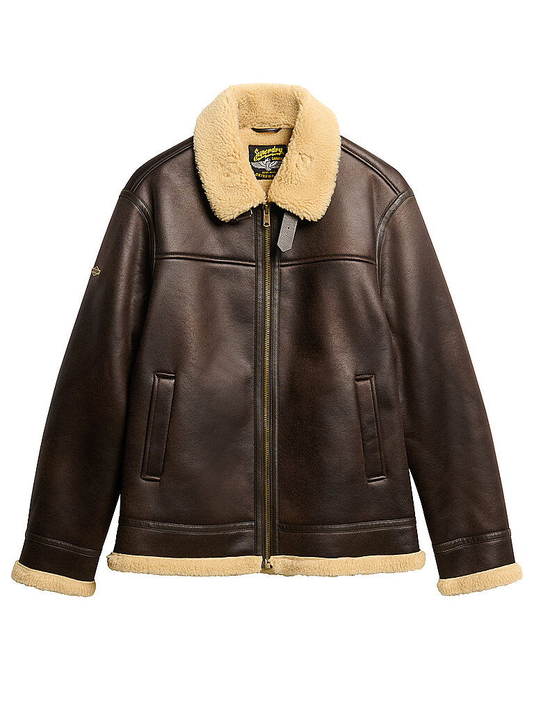 SUPERDRY Blouson in Lederoptik braun | M