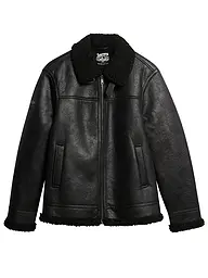 SUPERDRY | Blouson in Lederoptik  | schwarz
