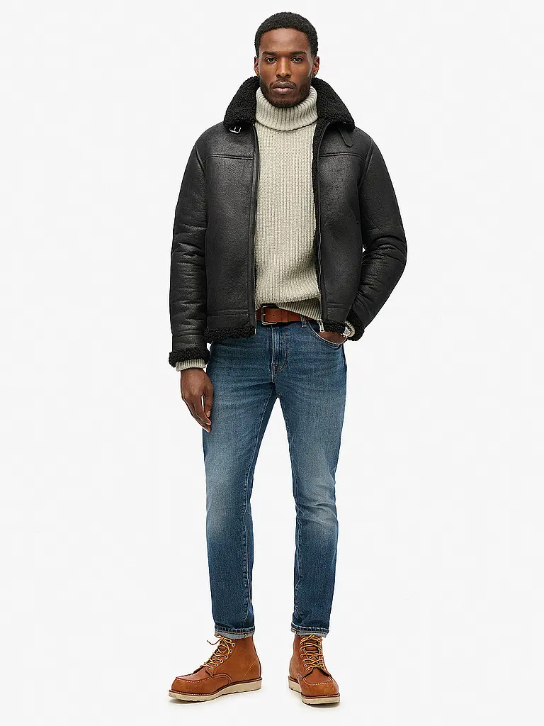 SUPERDRY | Blouson in Lederoptik  | schwarz