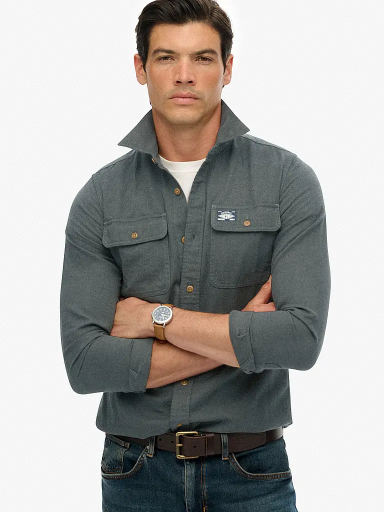 SUPERDRY | Flanellhemd  | grün