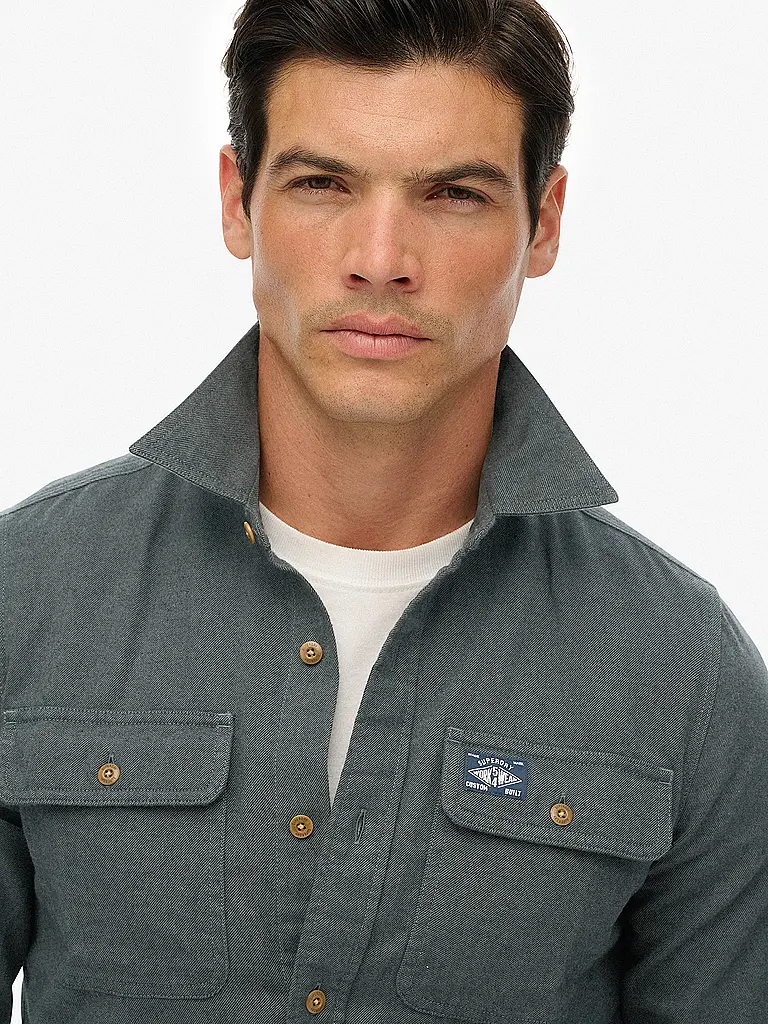 SUPERDRY | Flanellhemd  | grün