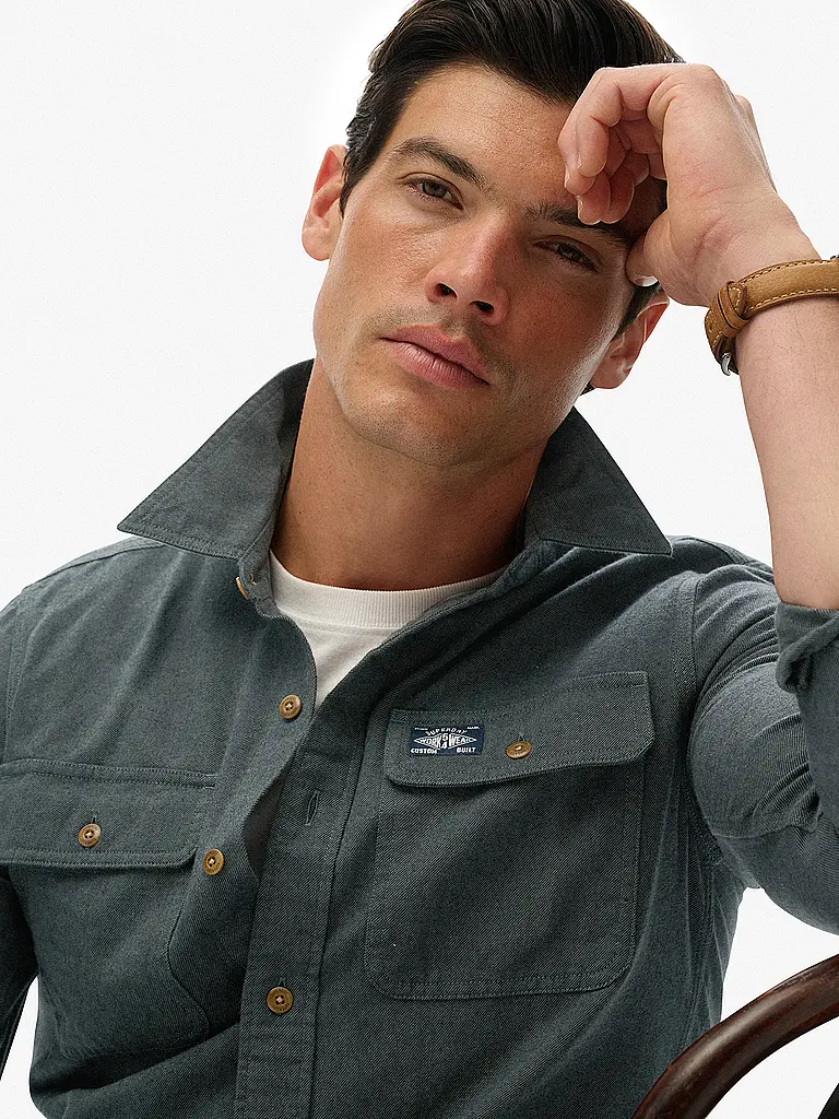 SUPERDRY | Flanellhemd  | grün