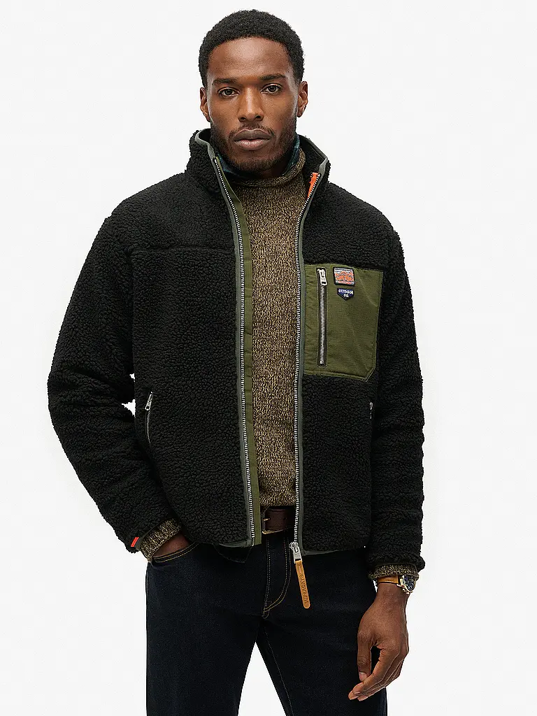SUPERDRY | Fleecejacke | schwarz