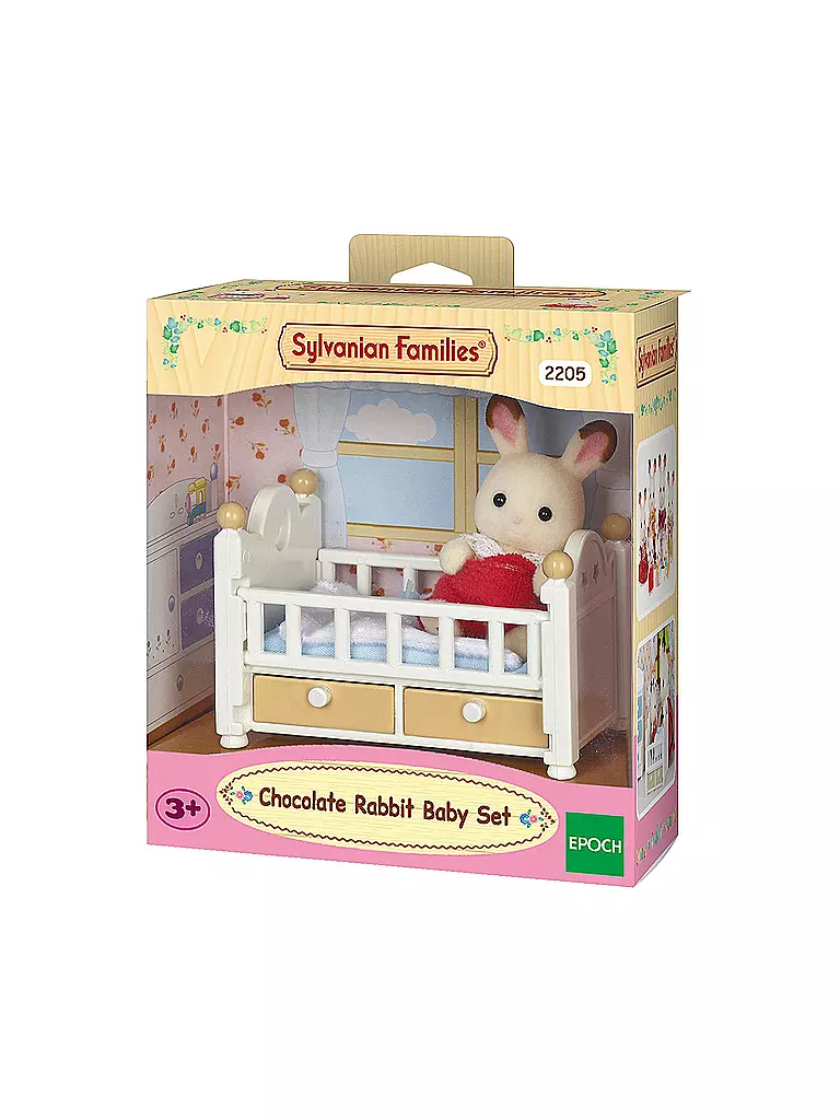 SYLVANIAN FAMILIES | Schokoladenhasen Baby mit Babybett 2205 | transparent