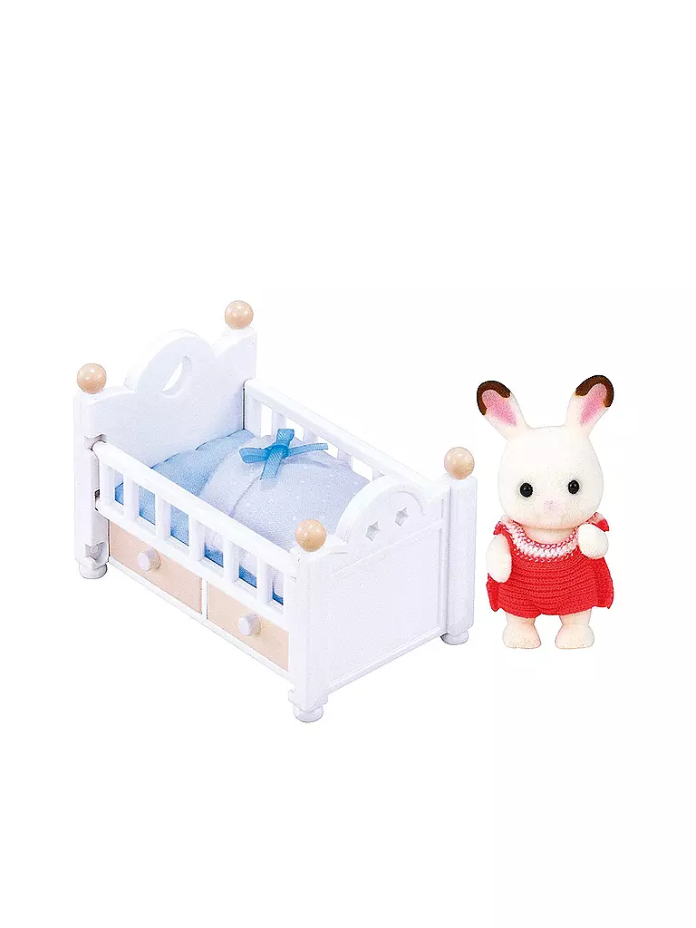 SYLVANIAN FAMILIES | Schokoladenhasen Baby mit Babybett 2205 | transparent