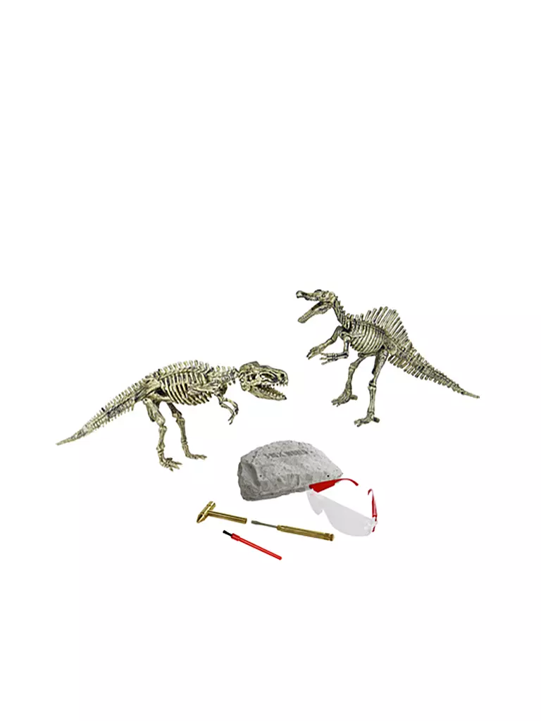 T-REX WORLD | Ausgrabungsset Battle Pack Tyrannosaurus und Spinosaurus  | transparent