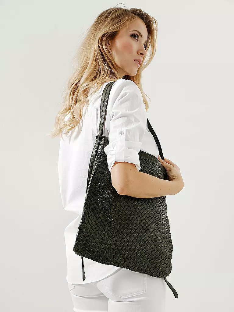 TASCHENDIEB | Ledertasche - Henkeltasche "Schillerplatz" | olive