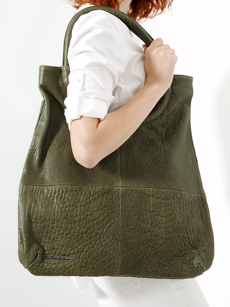 TASCHENDIEB | Ledertasche - Shopper "Burgring" | olive