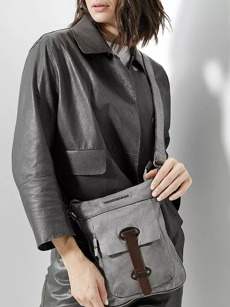 TASCHENDIEB | Ledertasche - Umhängetasche " Kohlmarkt2 " | grau