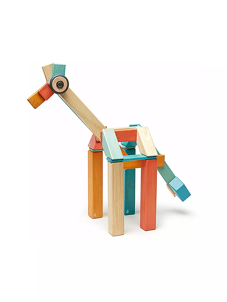 TEGU | 42 Magnetische Holzbausteine orange blau | keine Farbe