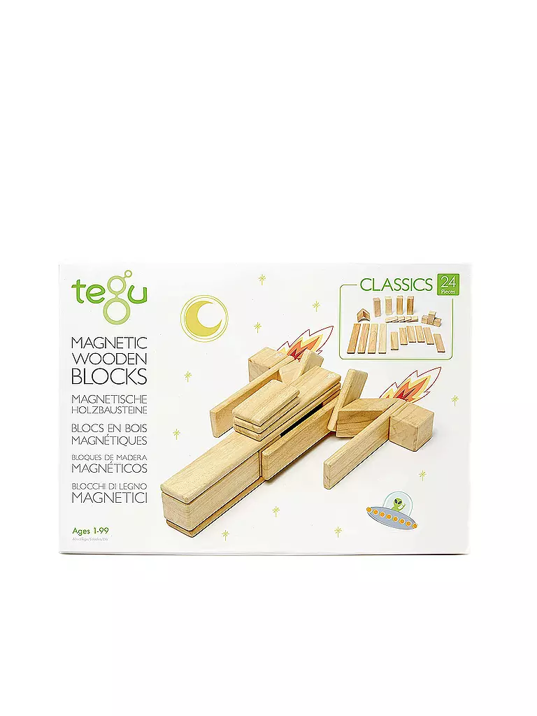 TEGU | Magnetisches Holzset Natur 24 Teile | keine Farbe