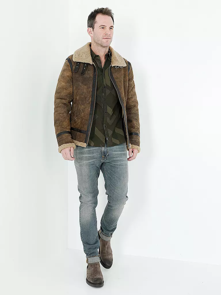 TIGHA | Lammfelljacke "Homer" | braun