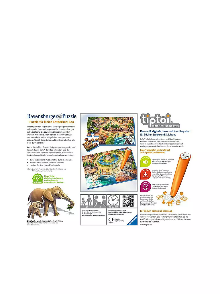 TIPTOI | tiptoi® Puzzle für kleine Entdecker - Zoo | keine Farbe