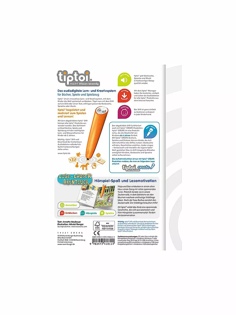 TIPTOI | Tiptoi - Buch - Mein Lese-Lausch-Abenteuer - Zauberwald | transparent