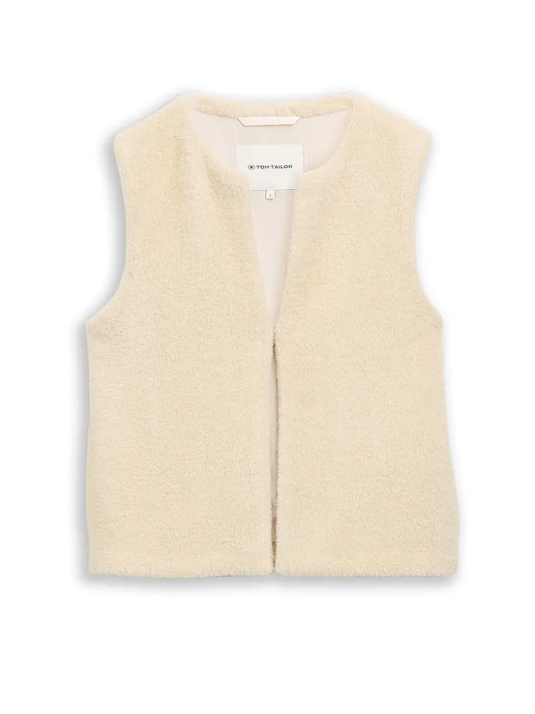 TOM TAILOR | Gilet in Felloptik | Beige