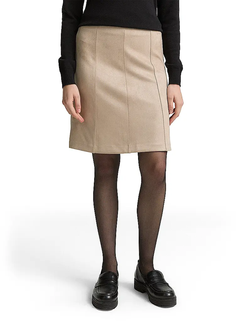 TOM TAILOR | Minirock in Lederoptik  | beige