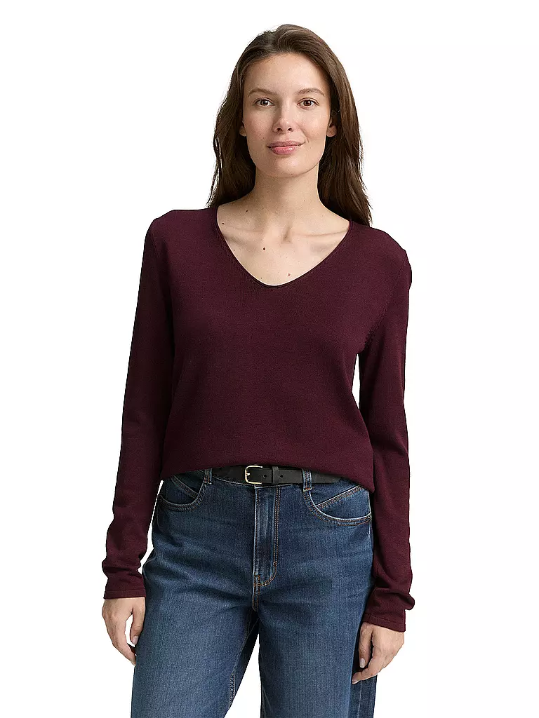 TOM TAILOR | Pullover  | dunkelrot