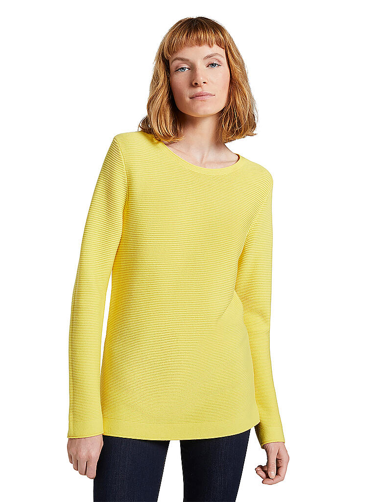 TOM TAILOR Robe Pull - Soft Buttercream/blanc