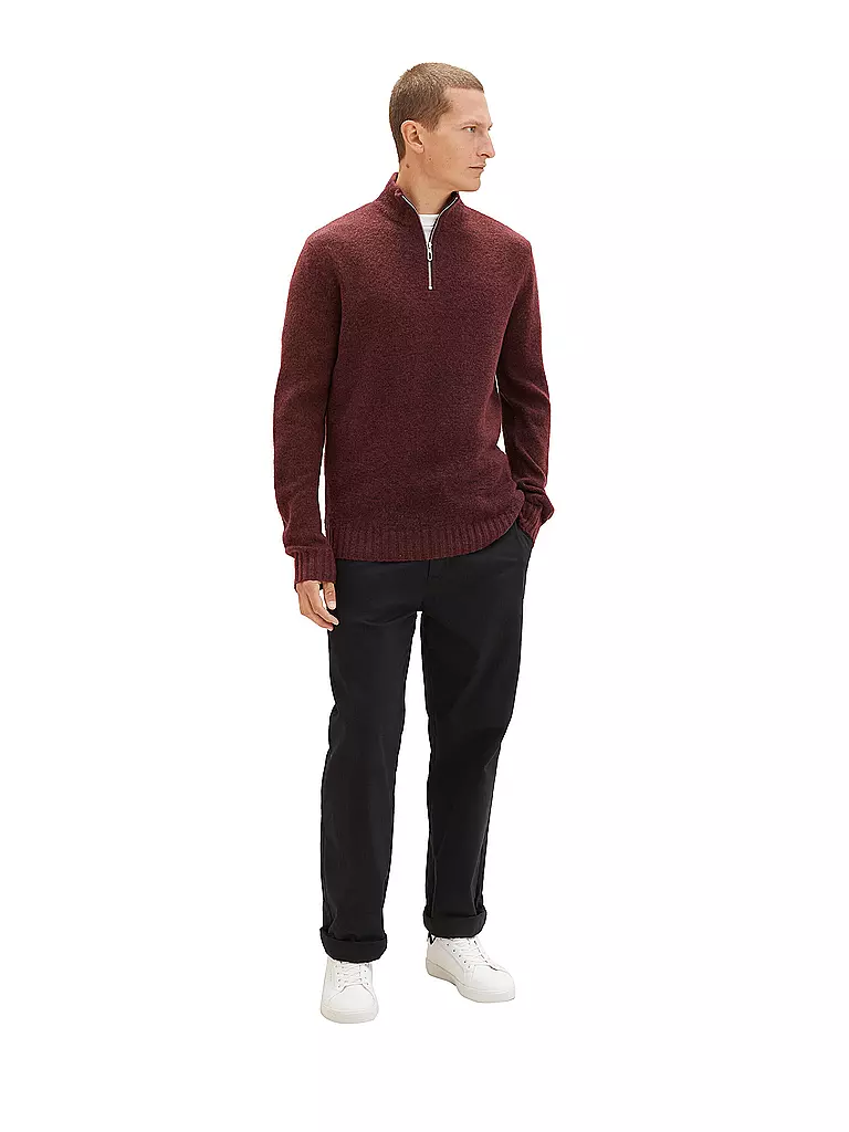 TOM TAILOR | Troyer Pullover  | dunkelrot