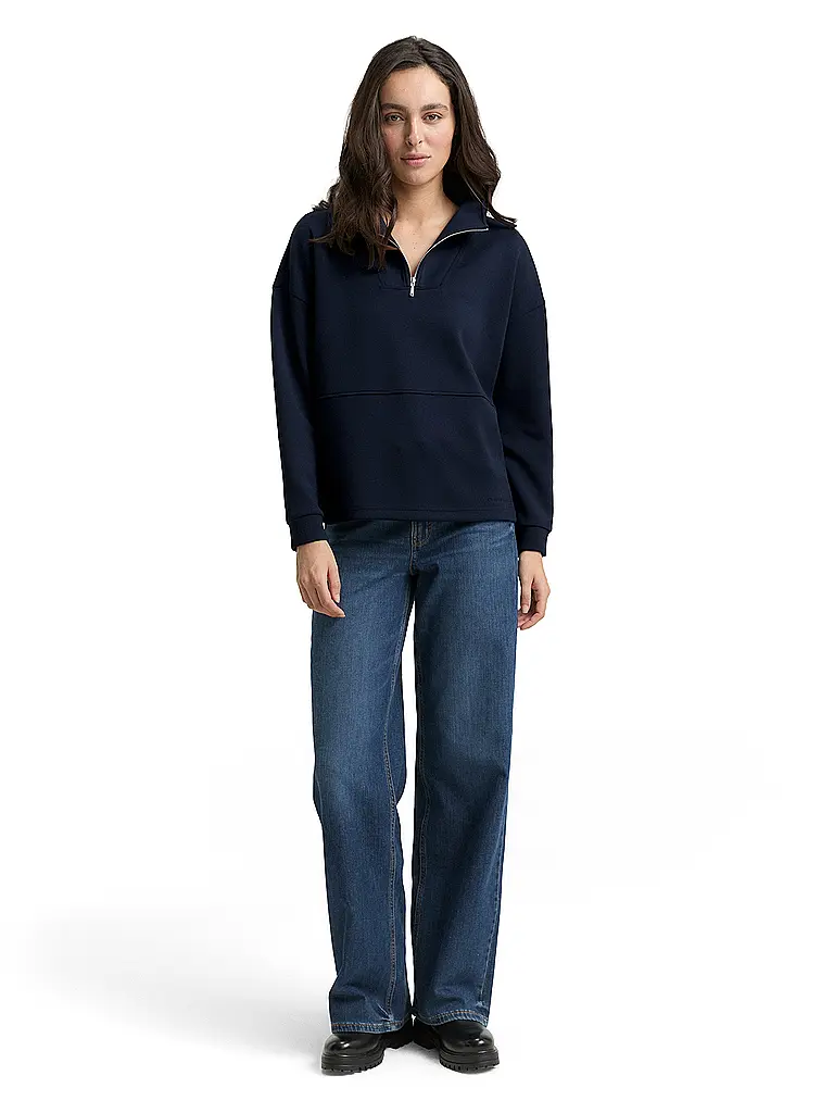 TOM TAILOR | Troyer Pullover  | schwarz