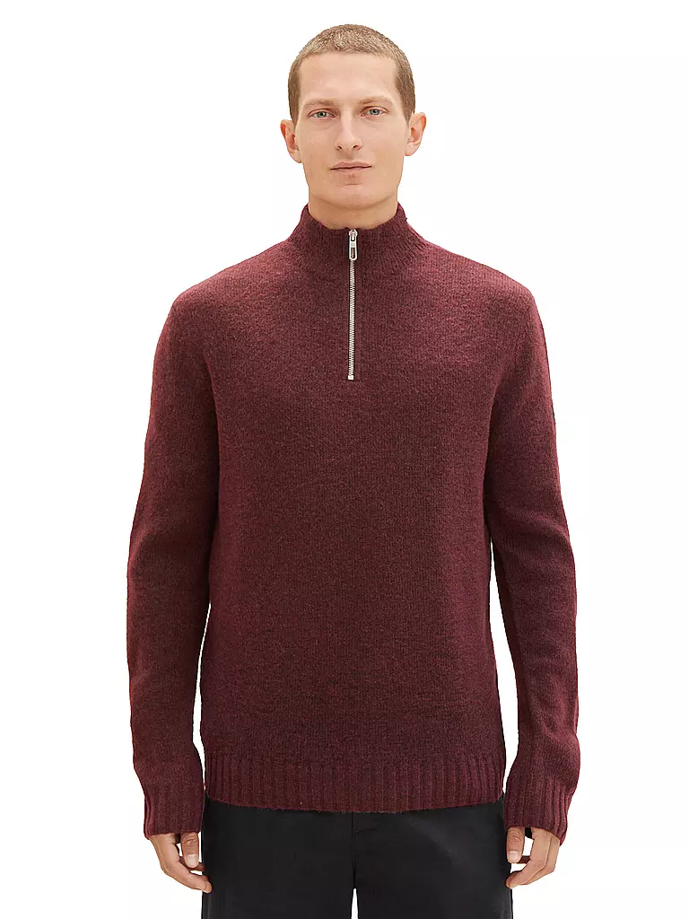 TOM TAILOR | Troyer Pullover  | dunkelrot