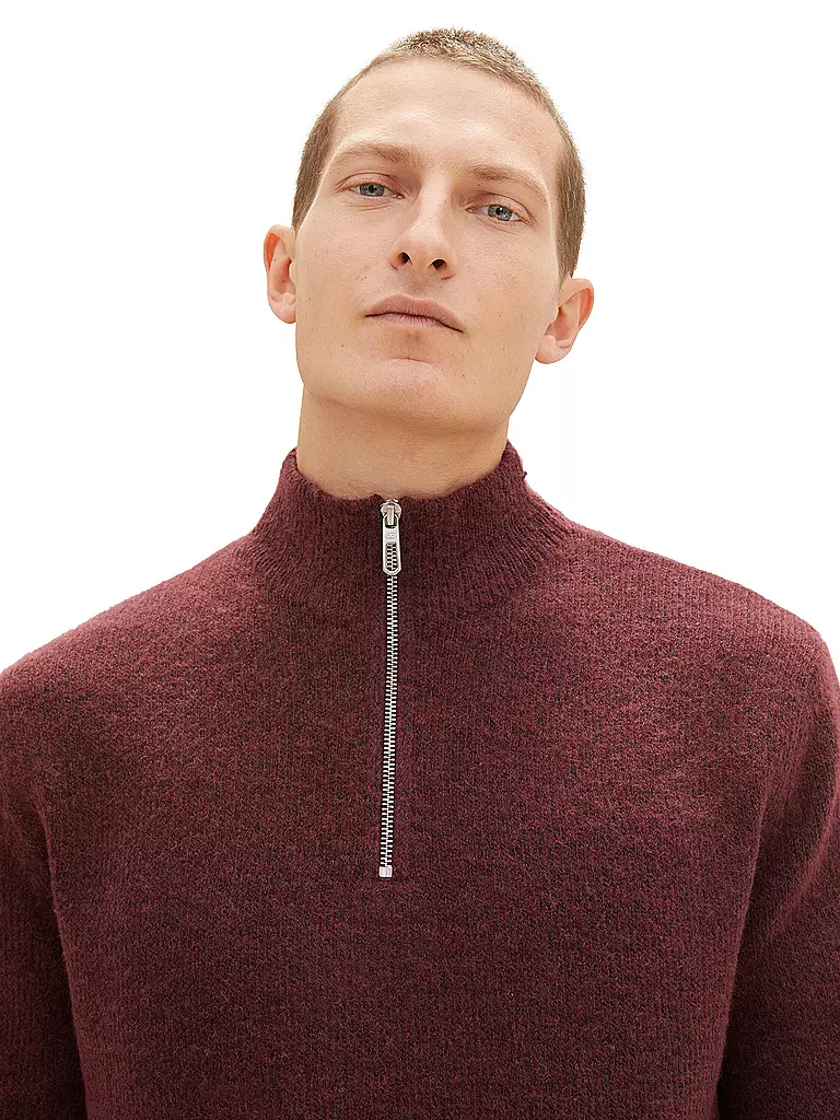 TOM TAILOR | Troyer Pullover  | dunkelrot