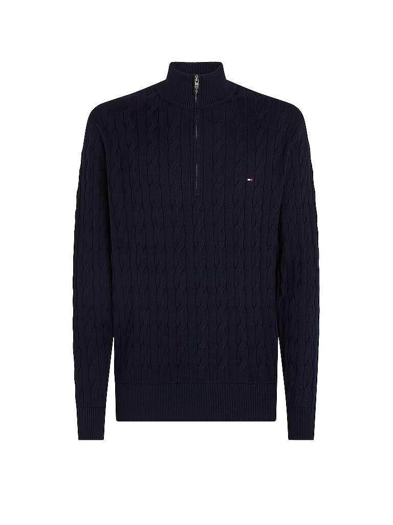 TOMMY HILFIGER Troyer Pullover blau | L