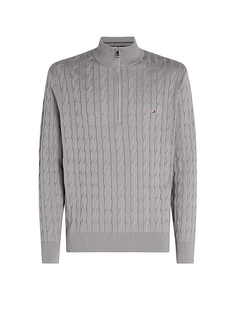 TOMMY HILFIGER Troyer Pullover hellgrau | L