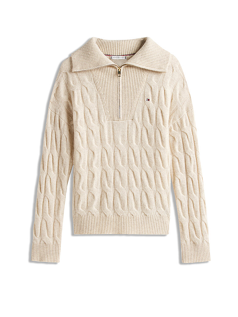 TOMMY HILFIGER Troyer Pullover beige | M