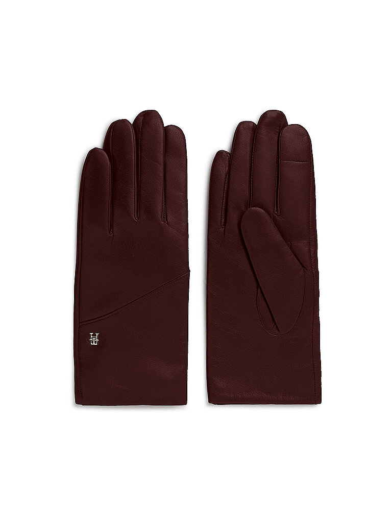 TOMMY HILFIGER Gants en cuir rouge foncé | M/L