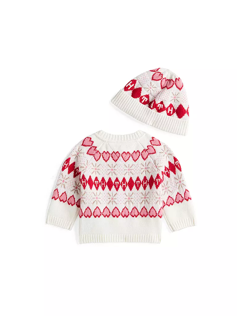 TOMMY HILFIGER | Baby Set 2-tlg. Strickjacke und Haube | weiss