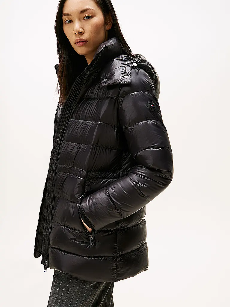 TOMMY HILFIGER | Daunensteppmantel | schwarz